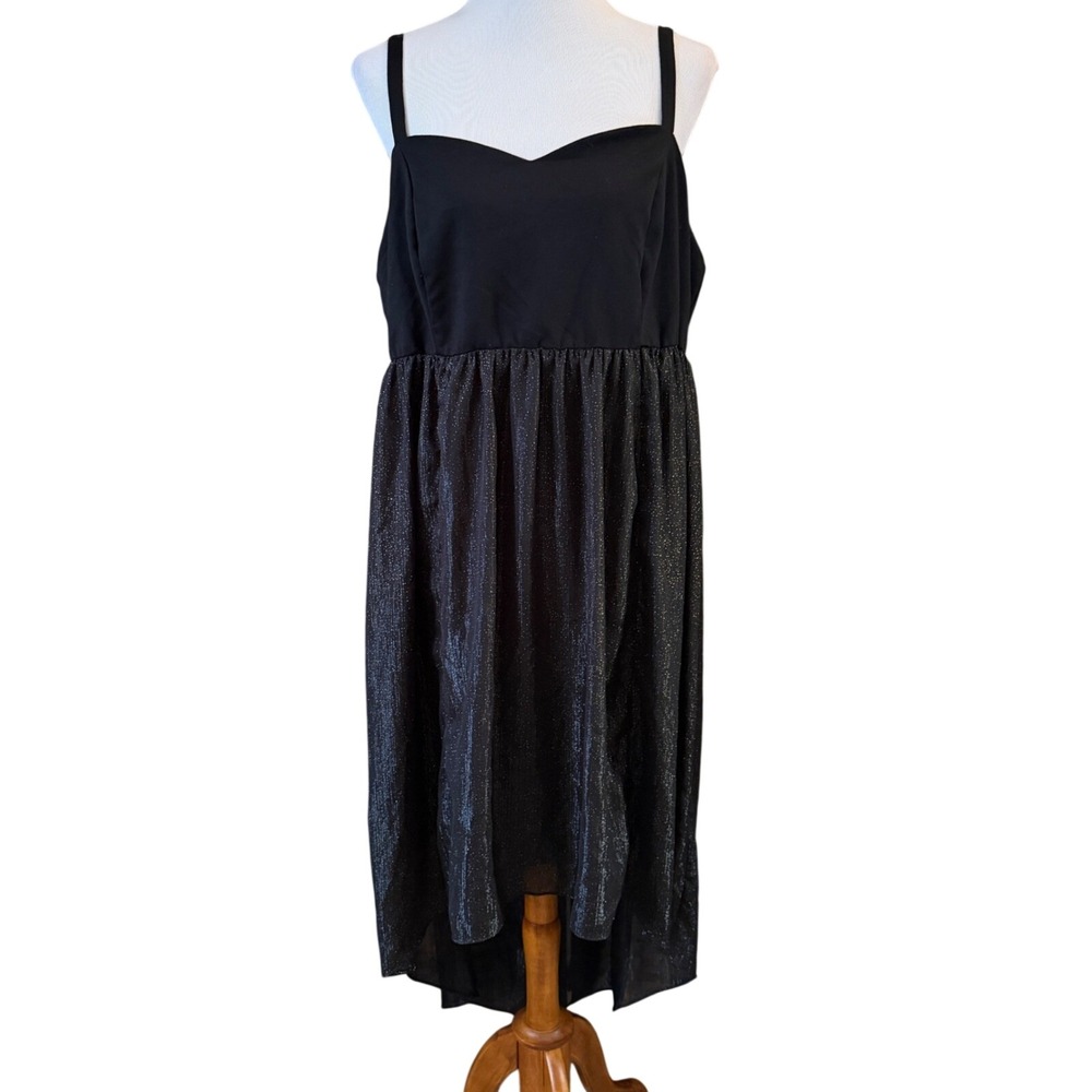 Torrid High Low Dress Womens 20 Black Glitter Metallic Holiday Cocktail 10224894